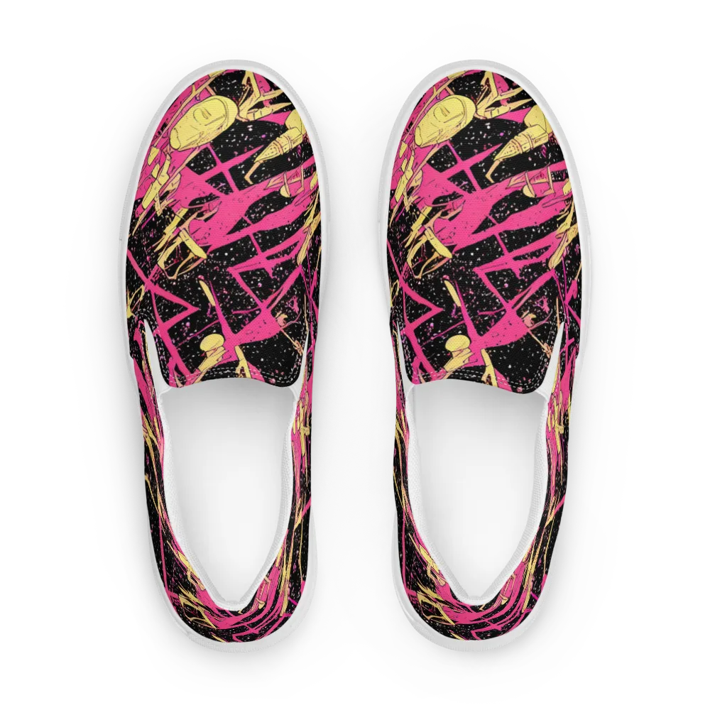 Galaxy Graffiti on Men's Slip-On Canvas Shoes — Front