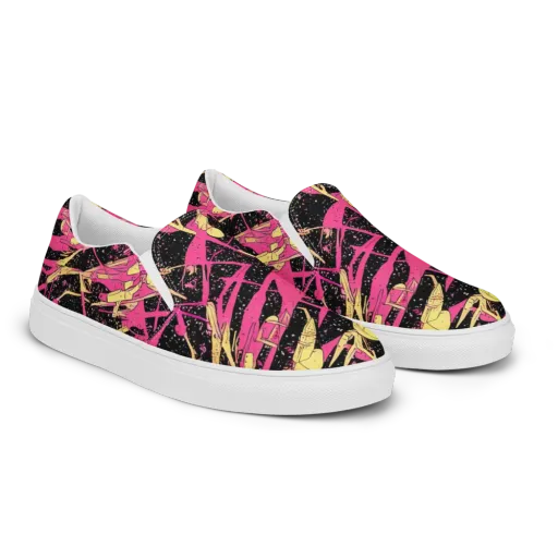 Galaxy Graffiti on a Men's Slip-On Canvas Shoes