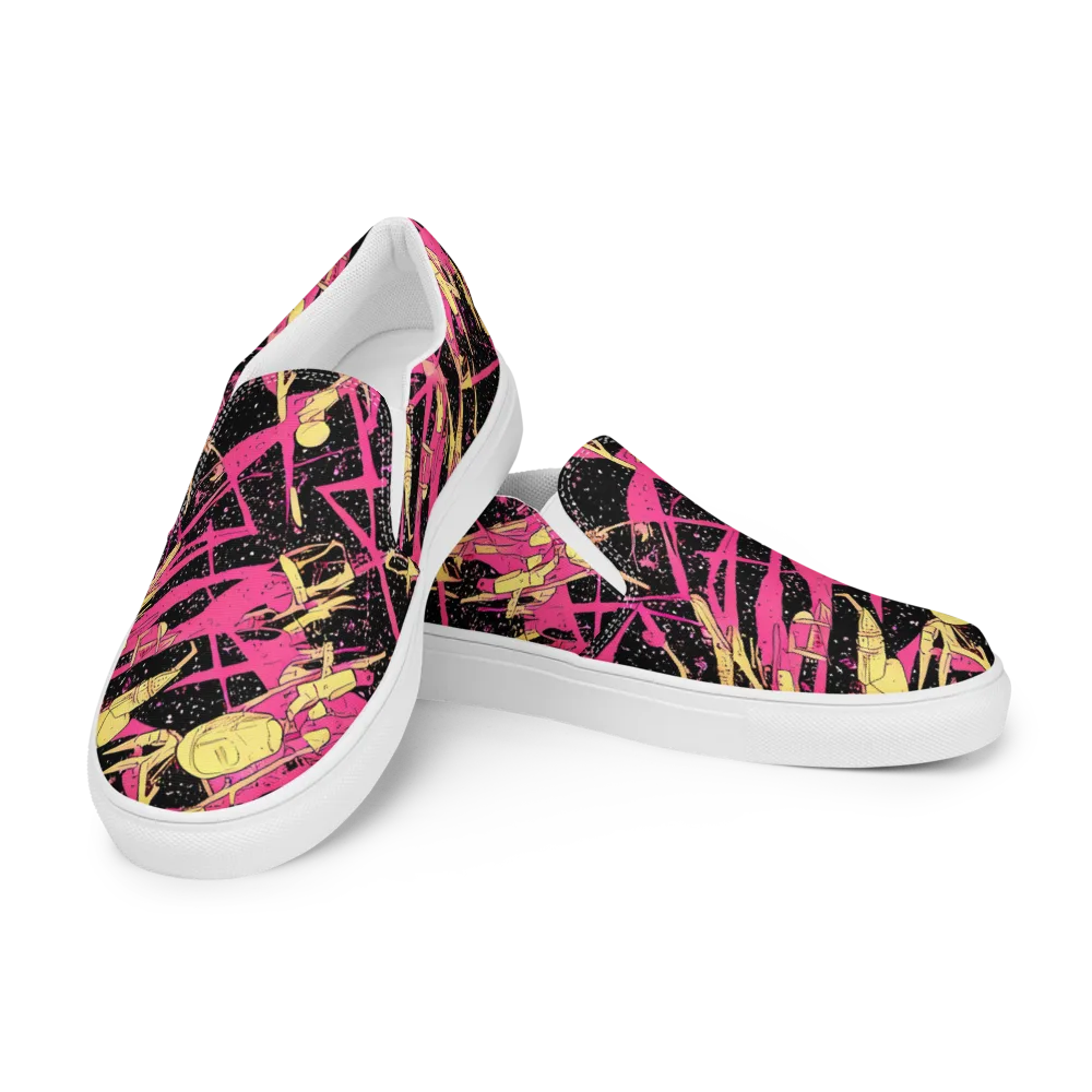 Galaxy Graffiti on Men's Slip-On Canvas Shoes — Left Front