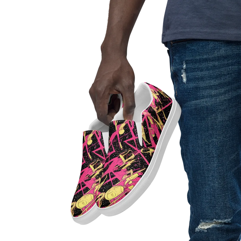 Galaxy Graffiti on Men's Slip-On Canvas Shoes — Left Front