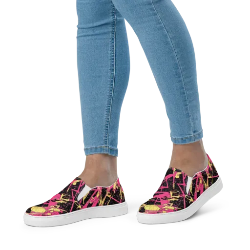 Galaxy Graffiti on a Women's Slip-On Canvas Shoes