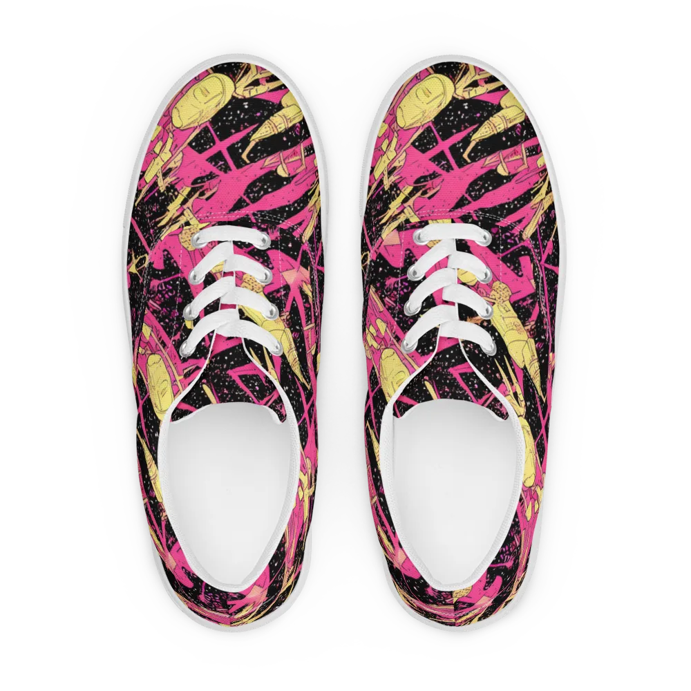 Galaxy Graffiti on Men's Lace-Up Canvas Shoes — Front