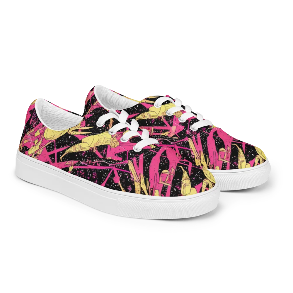 Galaxy Graffiti on Men's Lace-Up Canvas Shoes — Right Front