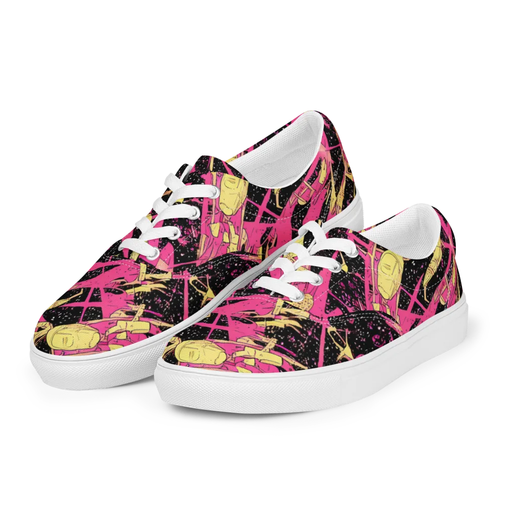 Galaxy Graffiti on Men's Lace-Up Canvas Shoes — Left Front