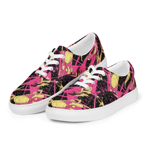 Galaxy Graffiti on a Men's Lace-Up Canvas Shoes