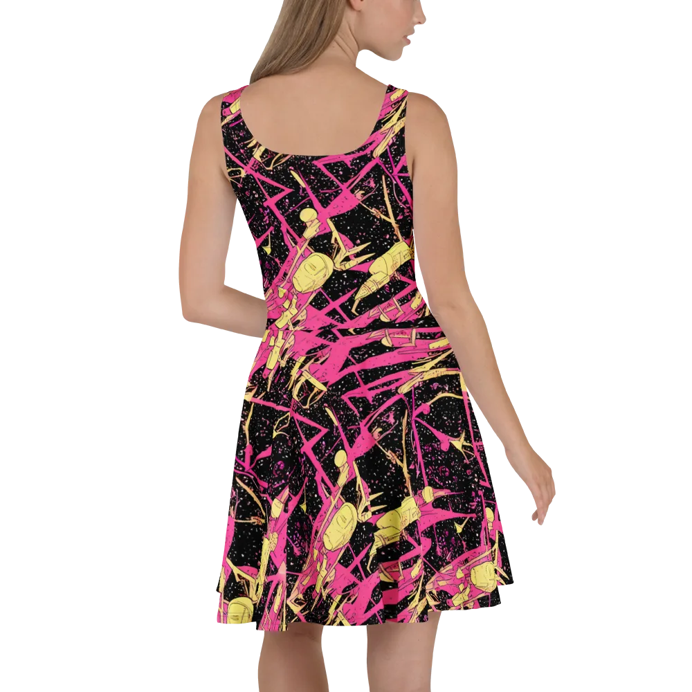 Galaxy Graffiti on Skater Dress — Back