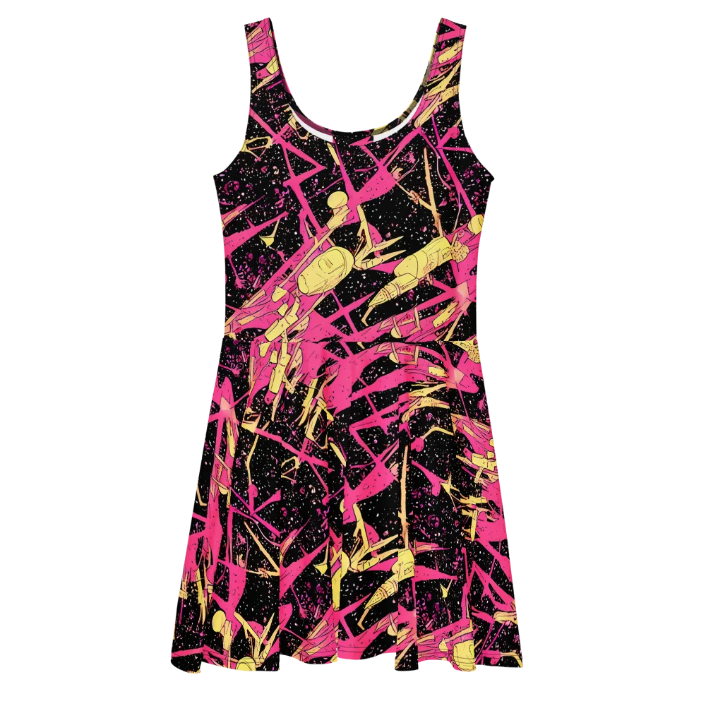 Galaxy Graffiti on Skater Dress — Front