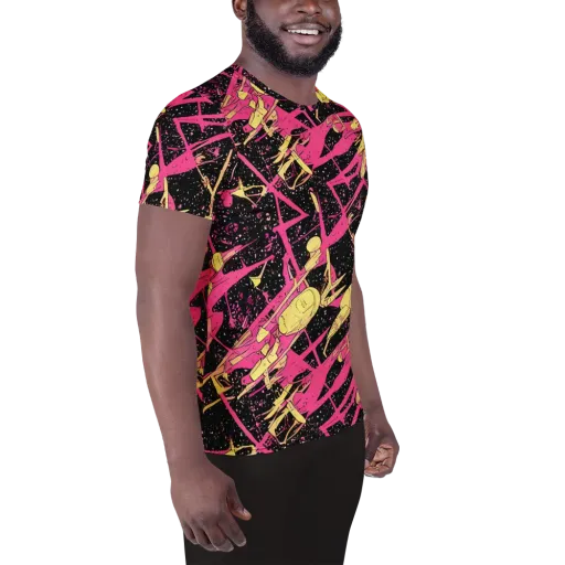 Galaxy Graffiti on a Men's Athletic T-Shirt
