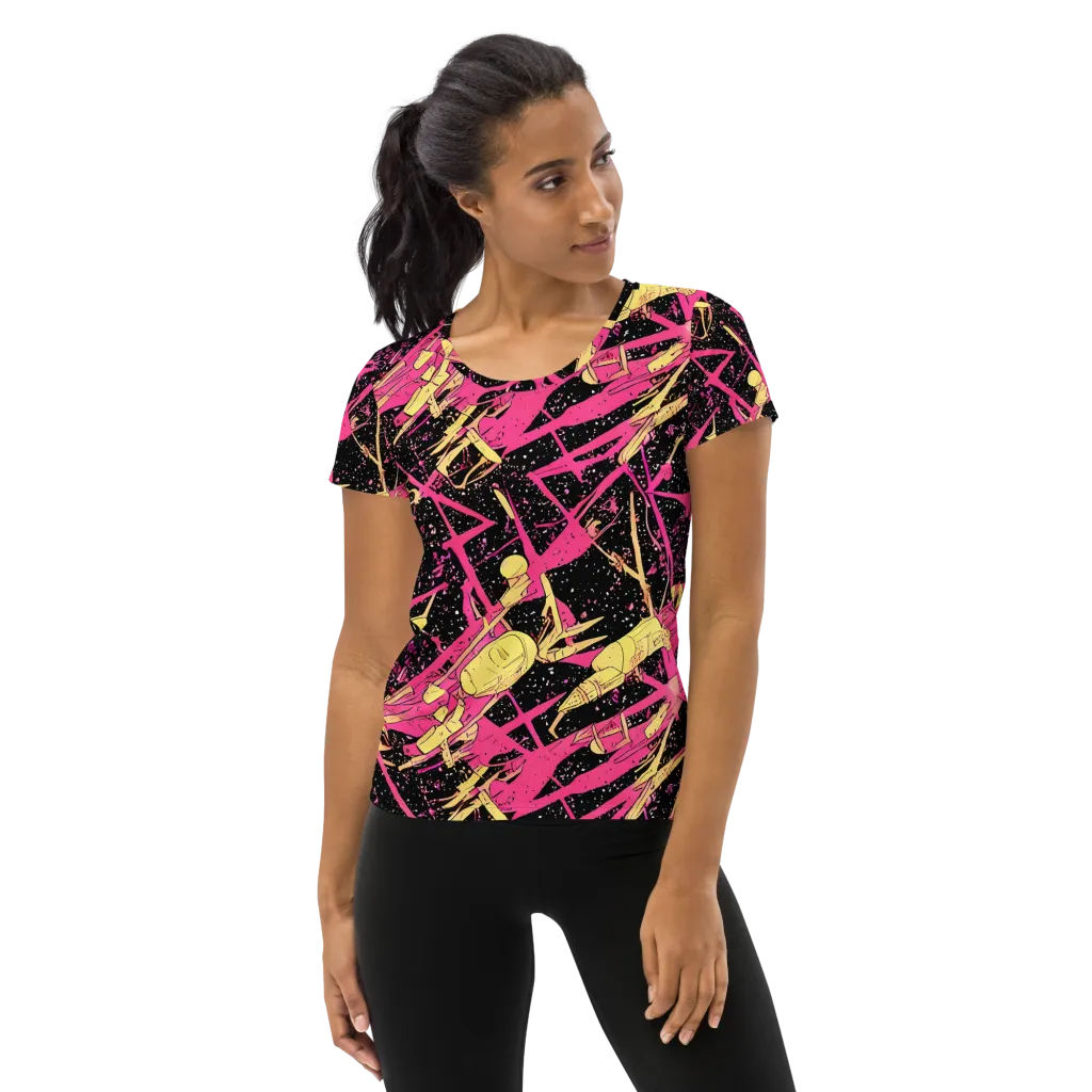 Galaxy Graffiti on Women's Athletic T-Shirt — Front