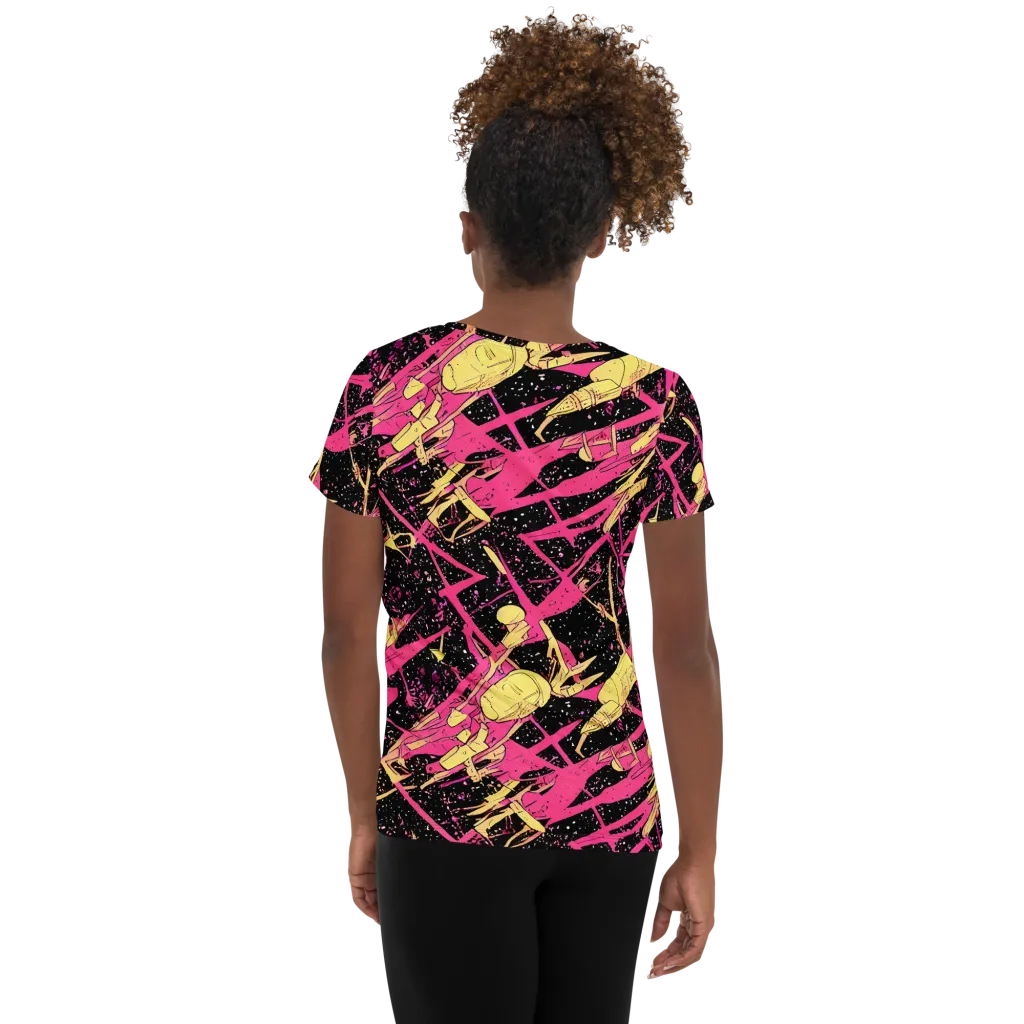 Galaxy Graffiti on Women's Athletic T-Shirt — Back