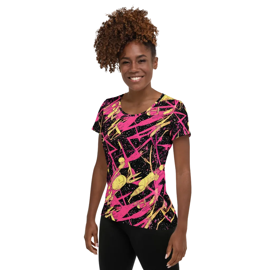 Galaxy Graffiti on Women's Athletic T-Shirt — Left