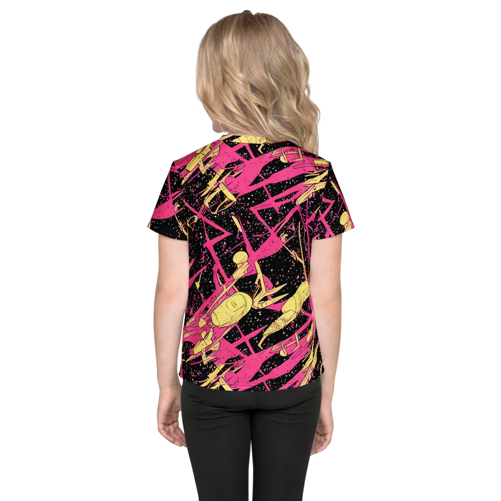 Galaxy Graffiti on Kids Crew Neck T-Shirt — Back