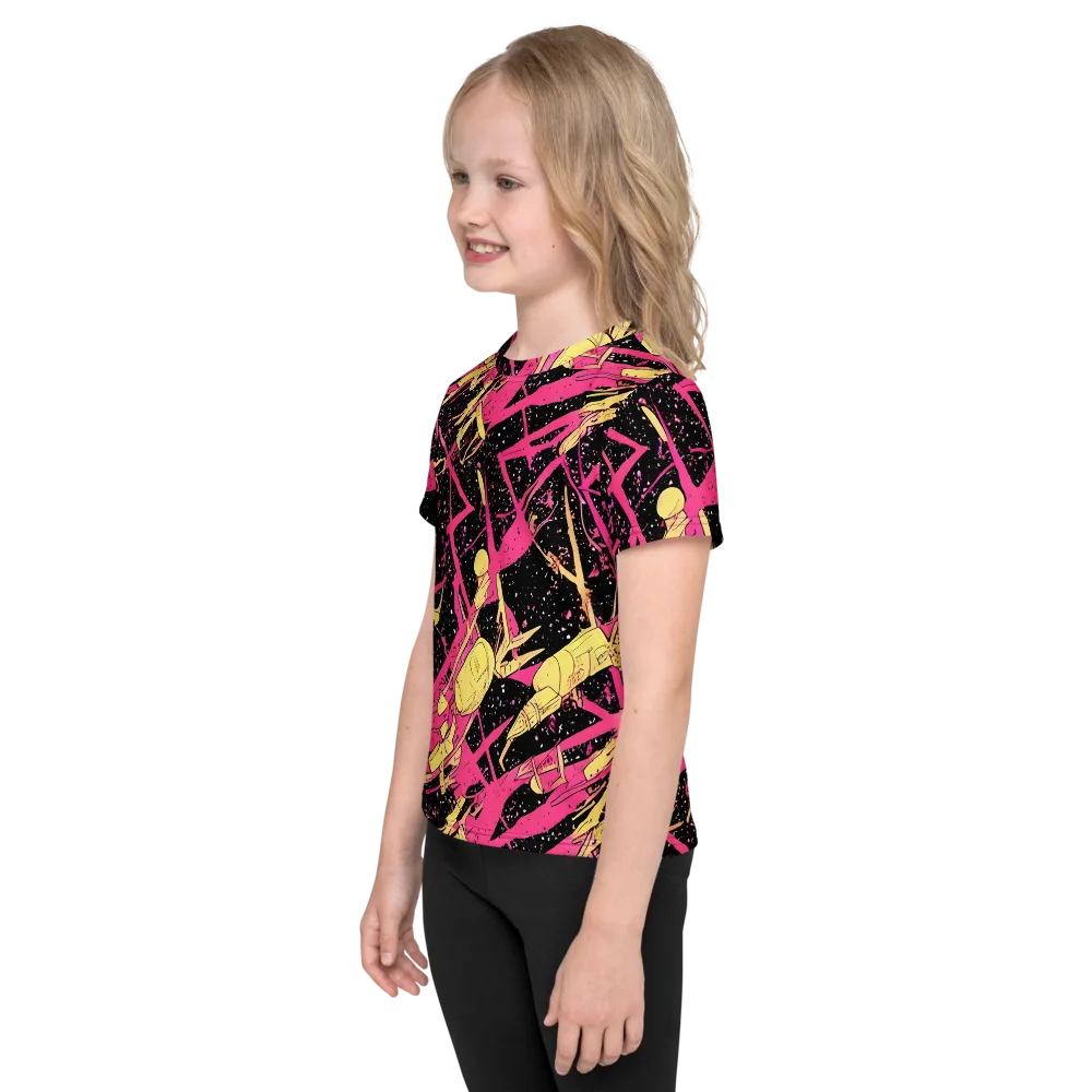 Galaxy Graffiti on Kids Crew Neck T-Shirt — Left