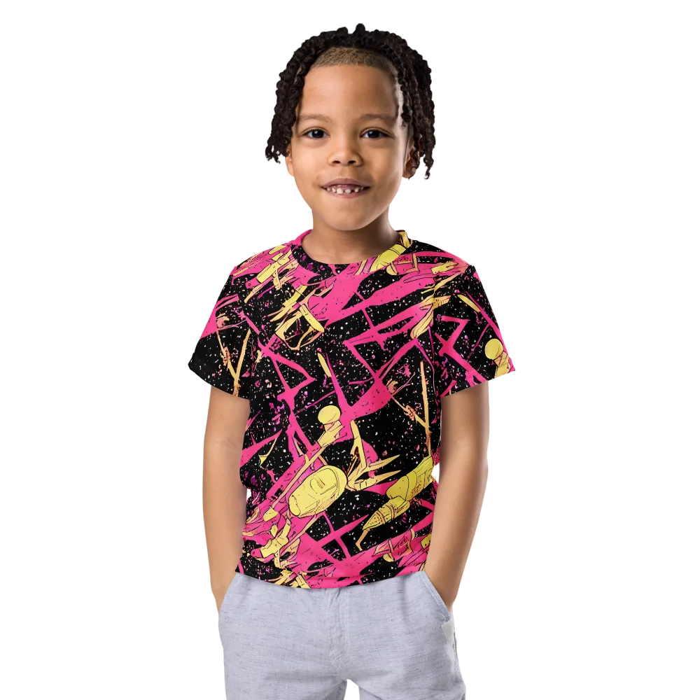 Galaxy Graffiti on Kids Crew Neck T-Shirt — Front