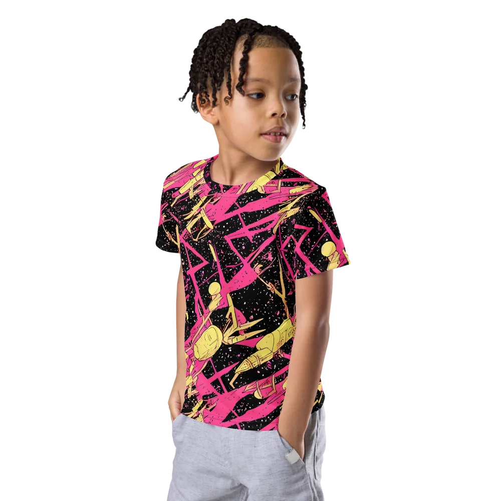 Galaxy Graffiti on Kids Crew Neck T-Shirt — Left Front