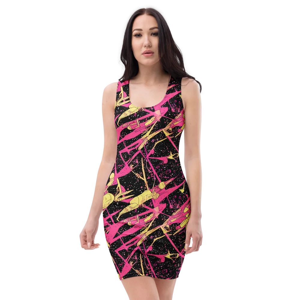 Galaxy Graffiti on Bodycon Dress — Front