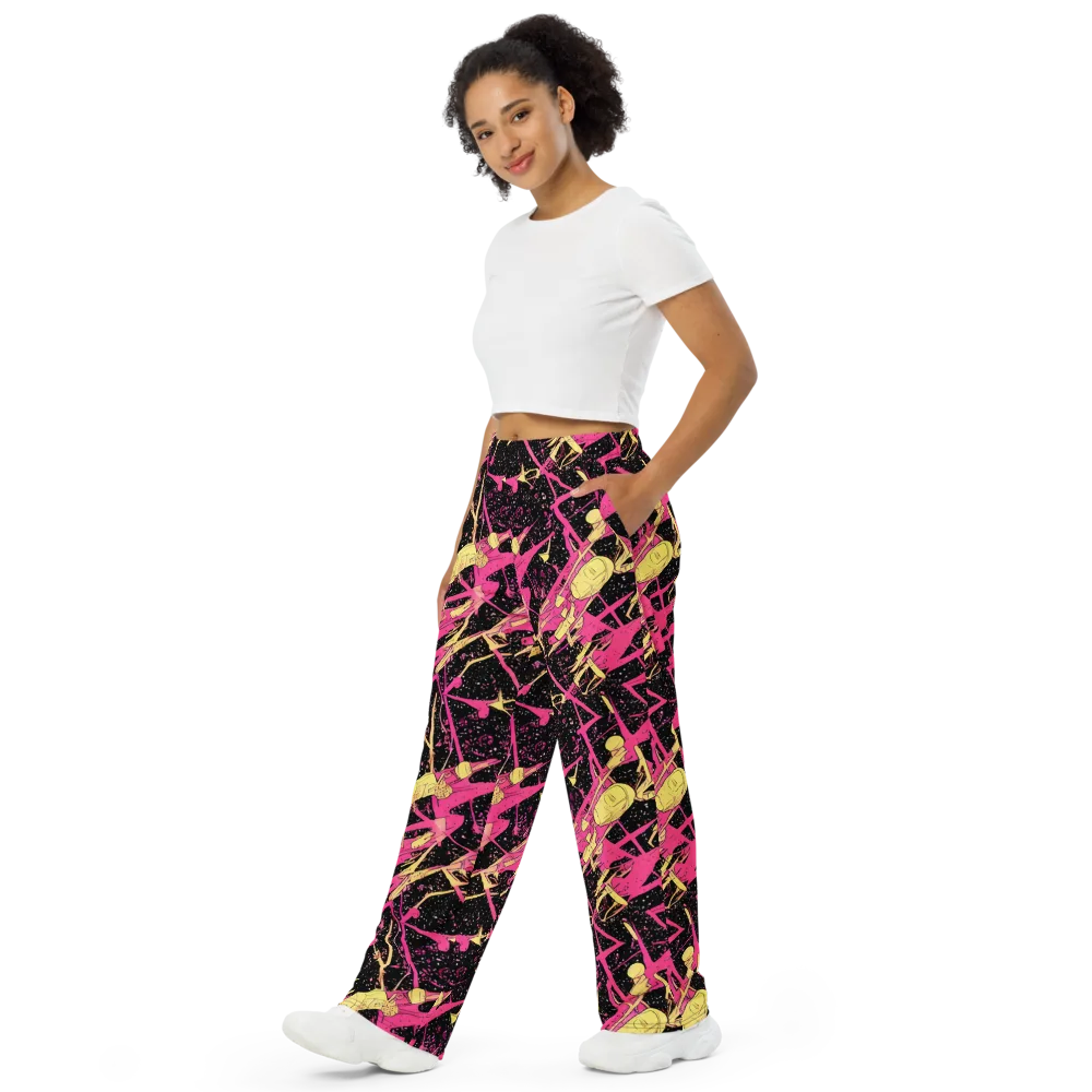 Galaxy Graffiti on Wide-Leg Pants — Left Front