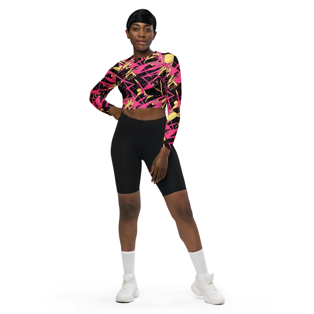Galaxy Graffiti on Long Sleeve Crop Top — Front