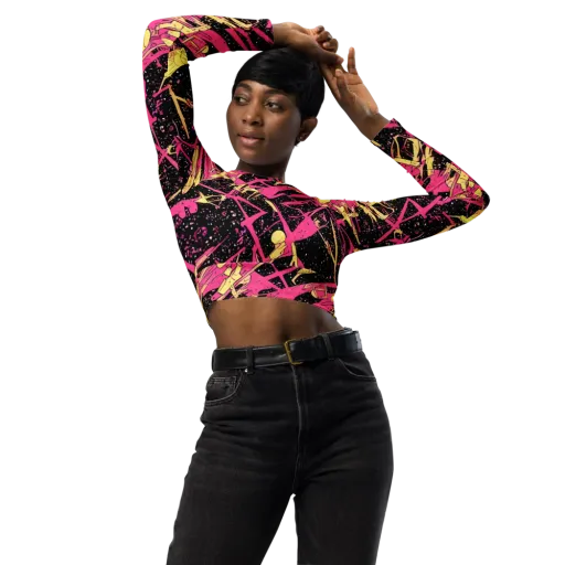 Galaxy Graffiti on a Long Sleeve Crop Top