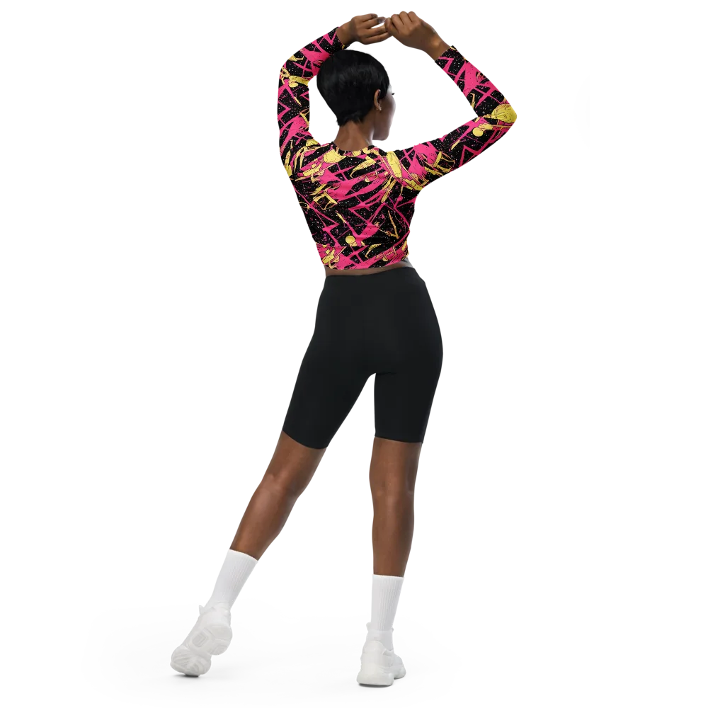 Galaxy Graffiti on Long Sleeve Crop Top — Back