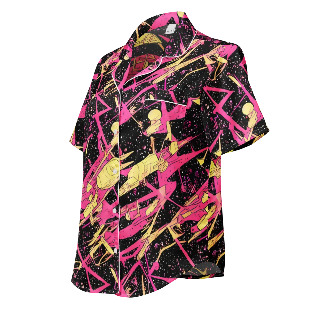 Galaxy Graffiti on Women's Short Sleeve Pajama Top — Left Front