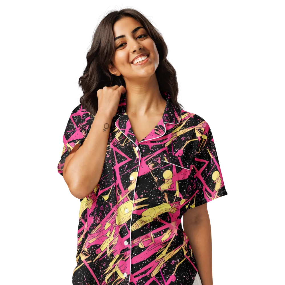 Galaxy Graffiti on Women's Short Sleeve Pajama Top — Front