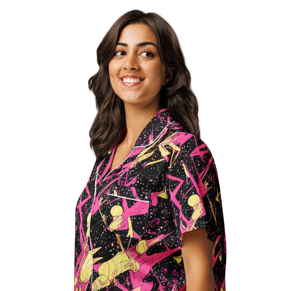 Galaxy Graffiti on Women's Short Sleeve Pajama Top — Left Front