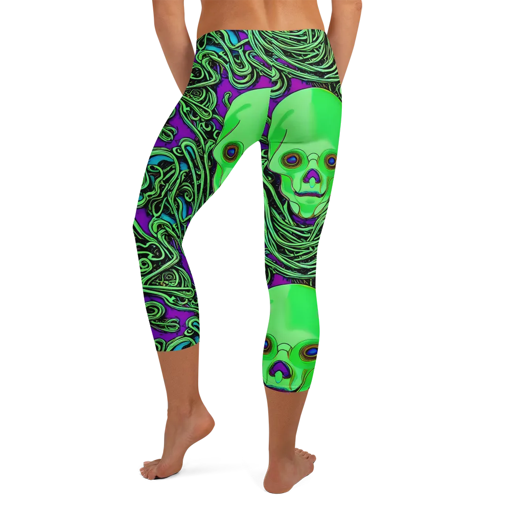Ghostly Labyrinth on Capri Leggings — Back
