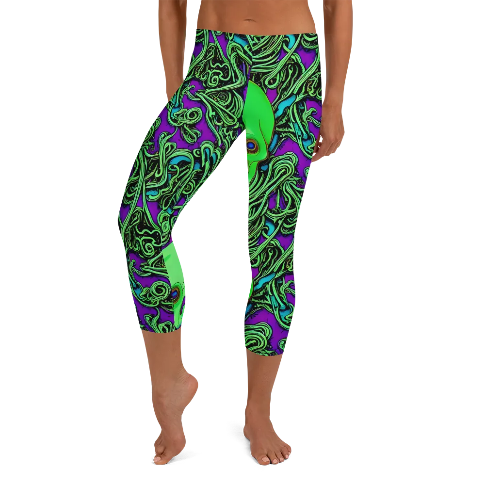 Ghostly Labyrinth on Capri Leggings — Front