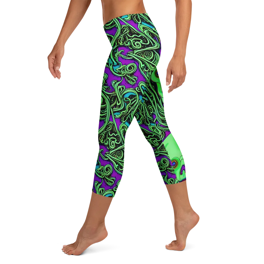 Ghostly Labyrinth on Capri Leggings — Left