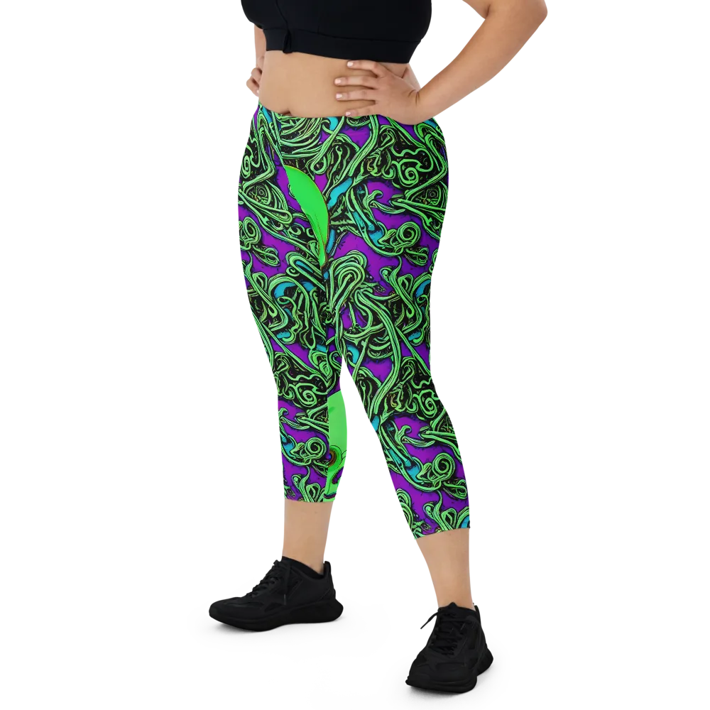 Ghostly Labyrinth on Capri Leggings — Front