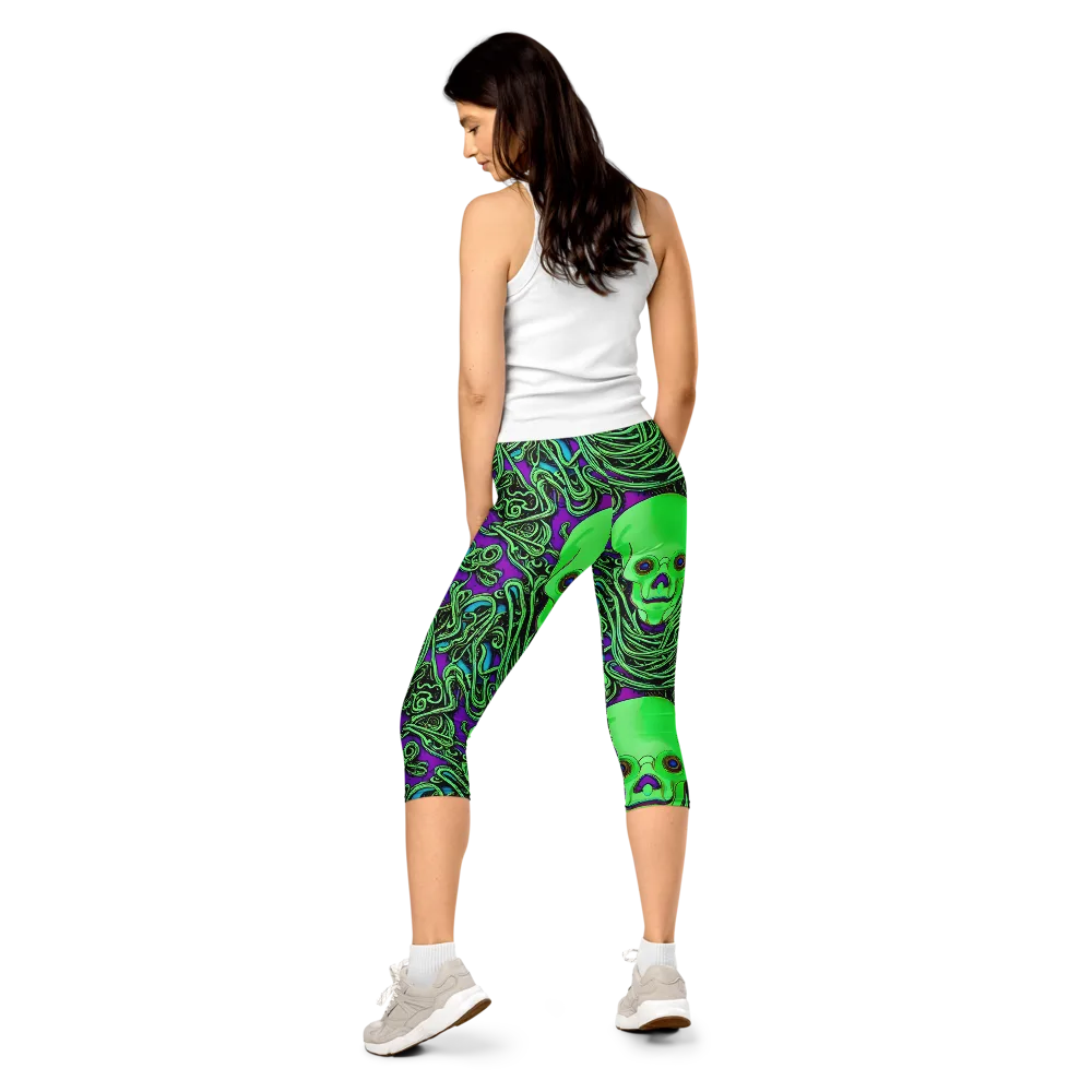 Ghostly Labyrinth on Capri Leggings — Back