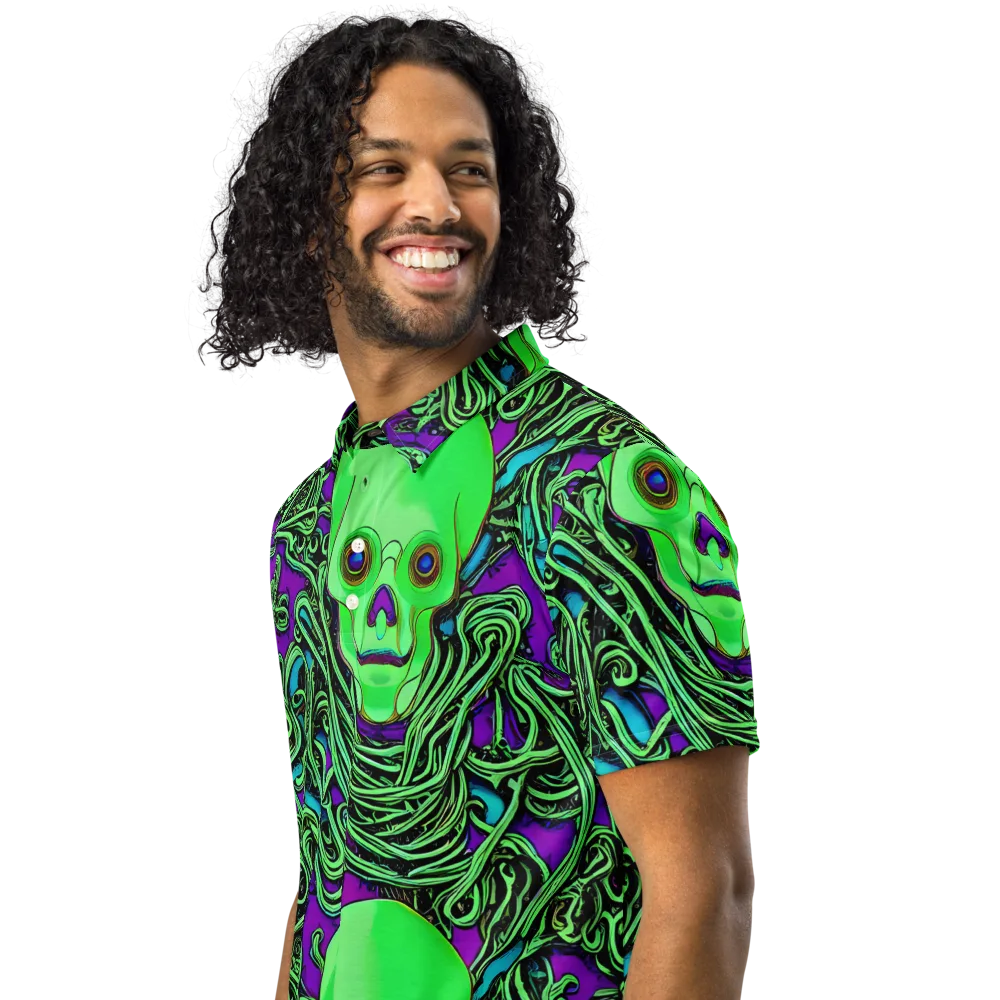 Ghostly Labyrinth on Men's Slim Fit Polo Shirt — Left Front