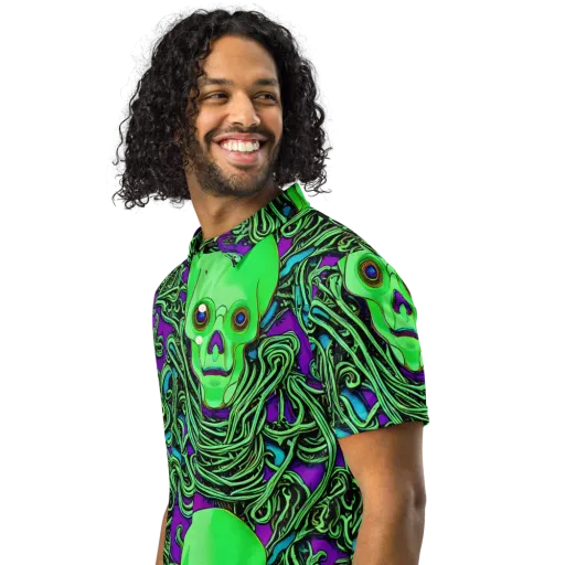 Ghostly Labyrinth on a Men's Slim Fit Polo Shirt