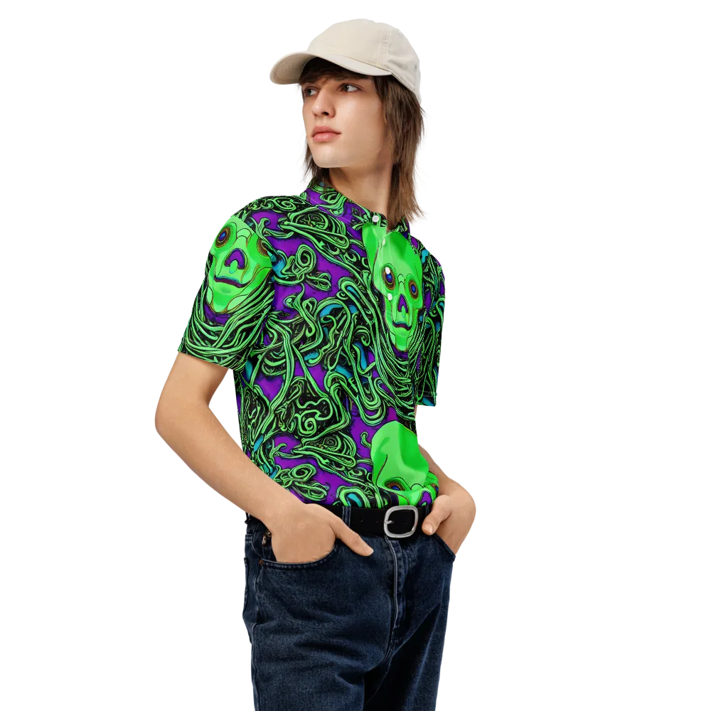 Ghostly Labyrinth on Men's Slim Fit Polo Shirt — Right Front