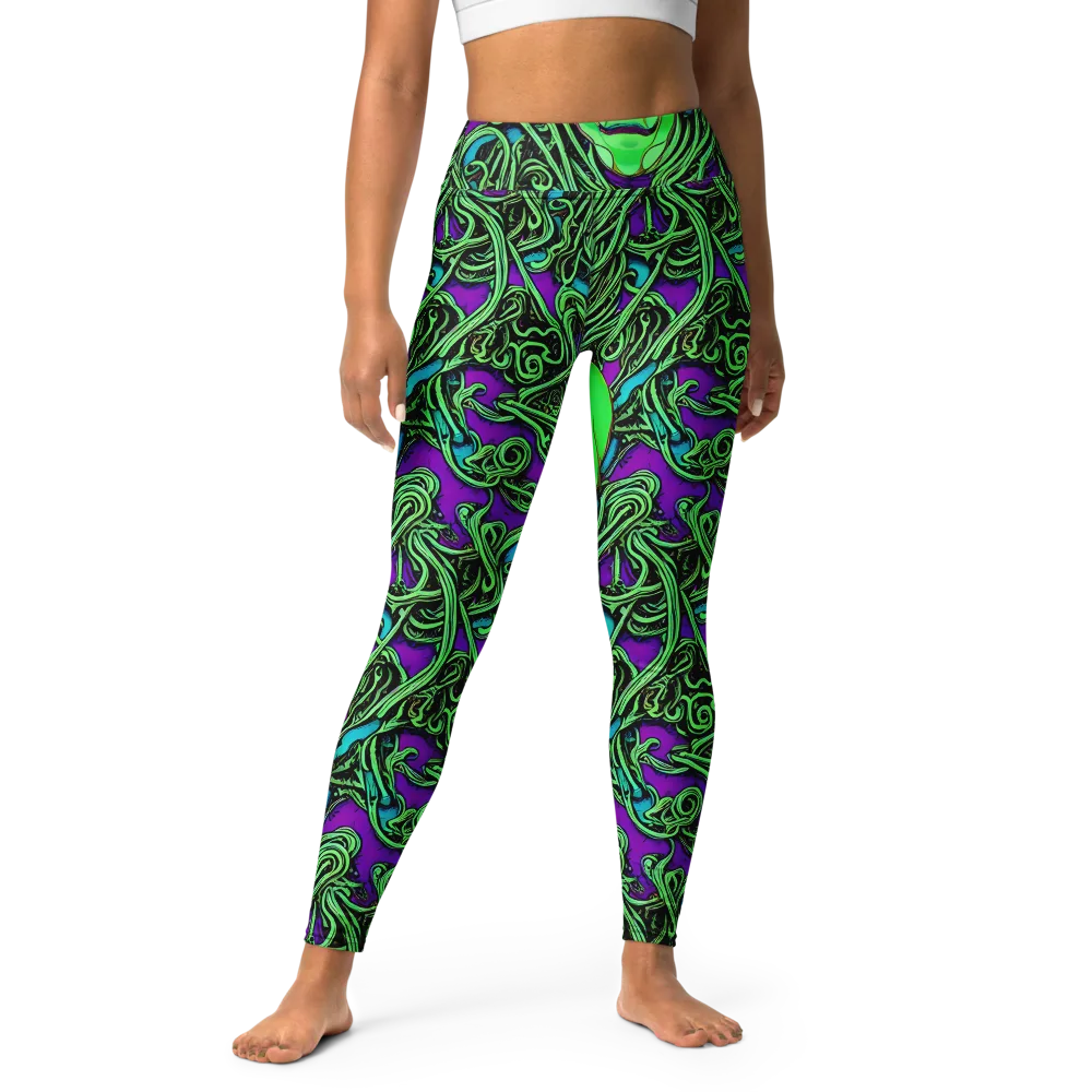 Ghostly Labyrinth on Yoga Leggings — Front