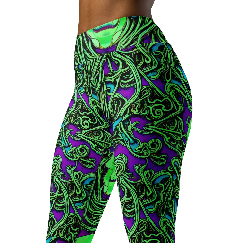 Ghostly Labyrinth on Yoga Leggings — Left Front