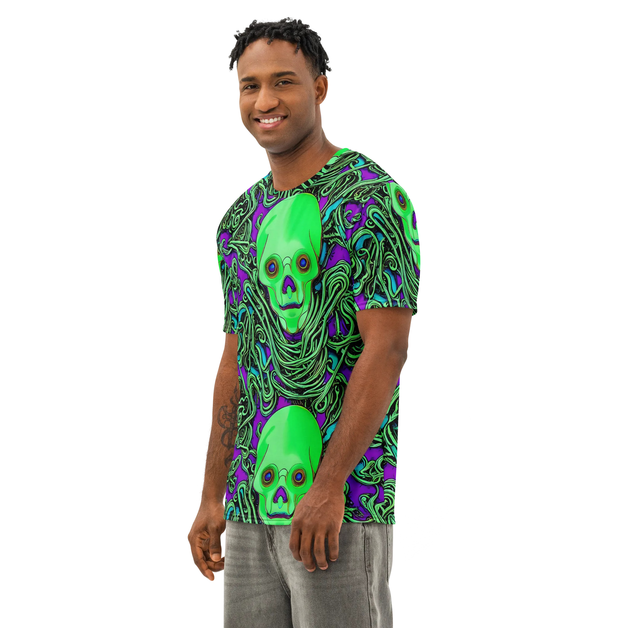 Ghostly Labyrinth on Men's Cotton Crew Neck T-Shirt — Left Front