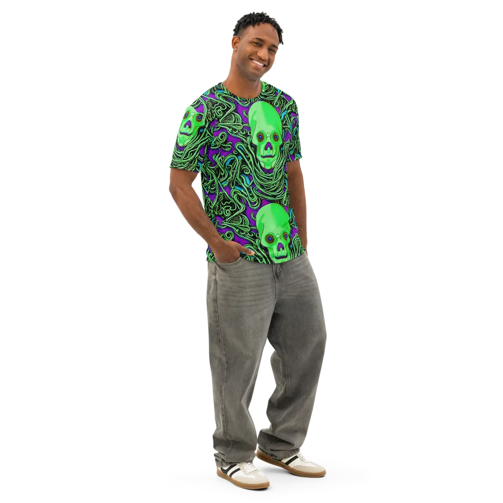 Ghostly Labyrinth on Men's Cotton Crew Neck T-Shirt — Right Front