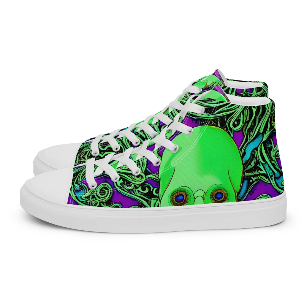Ghostly Labyrinth on Men's High Top Canvas Shoes — Left