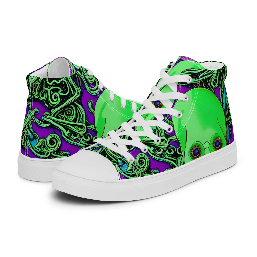 Ghostly Labyrinth on Men's High Top Canvas Shoes — Left