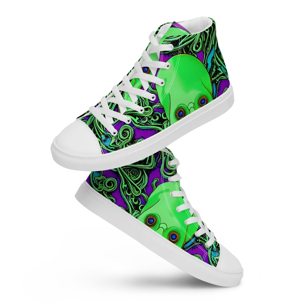 Ghostly Labyrinth on Men's High Top Canvas Shoes — Front