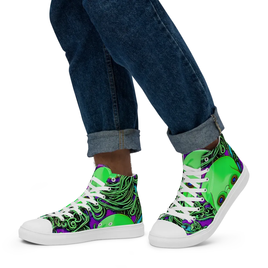Ghostly Labyrinth on Men's High Top Canvas Shoes — Left