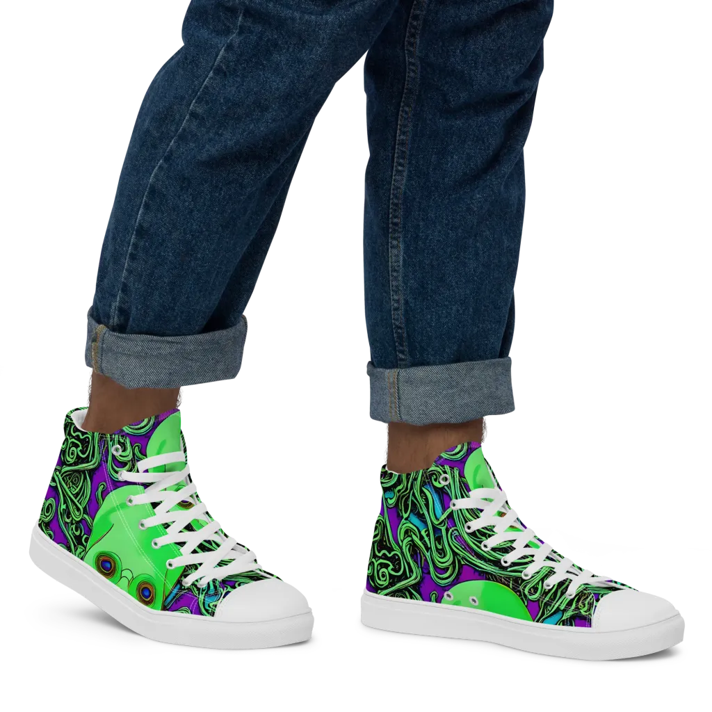 Ghostly Labyrinth on Men's High Top Canvas Shoes — Right