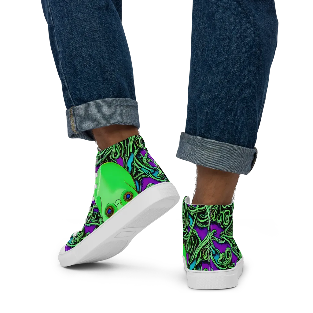 Ghostly Labyrinth on Men's High Top Canvas Shoes — Back