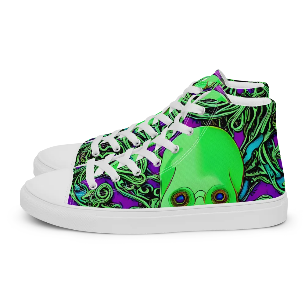 Ghostly Labyrinth on Women's High Top Canvas Shoes — Left