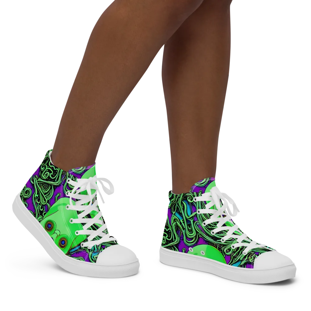 Ghostly Labyrinth on Women's High Top Canvas Shoes — Right
