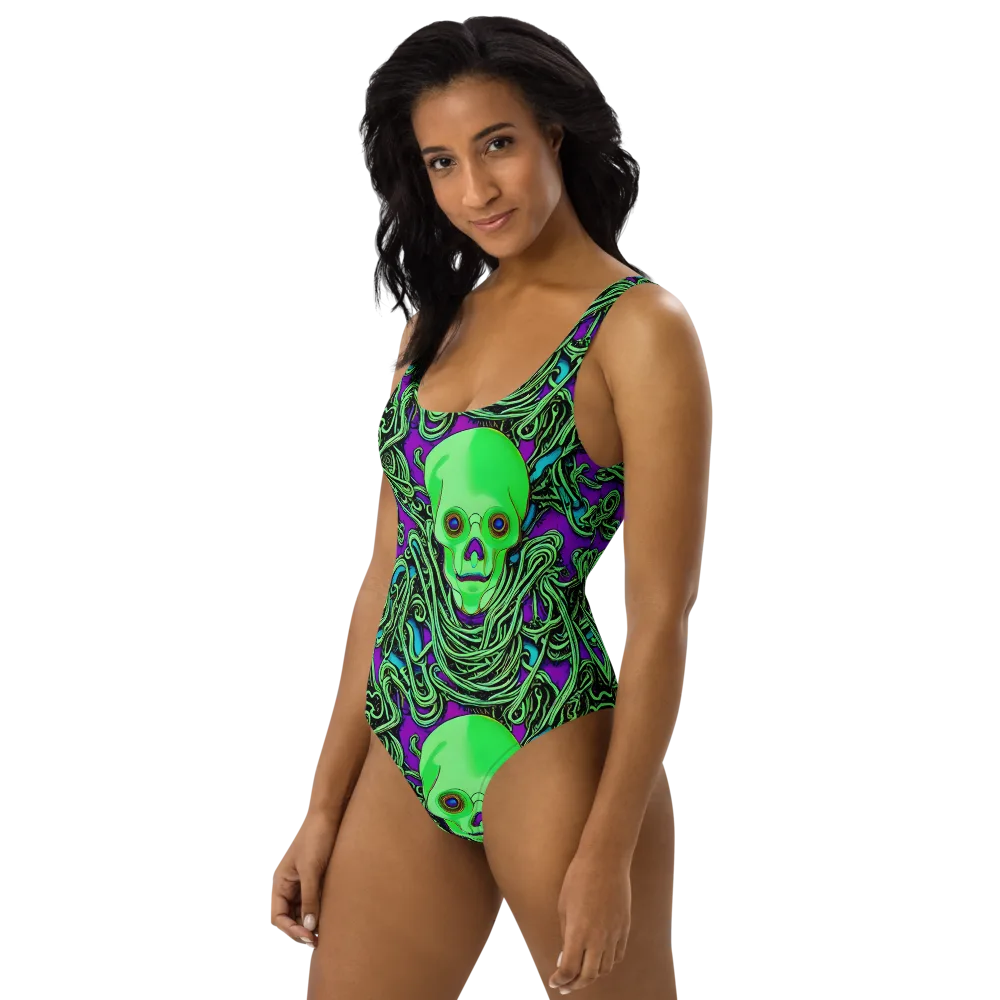 Ghostly Labyrinth on One-Piece Swimsuit — Left
