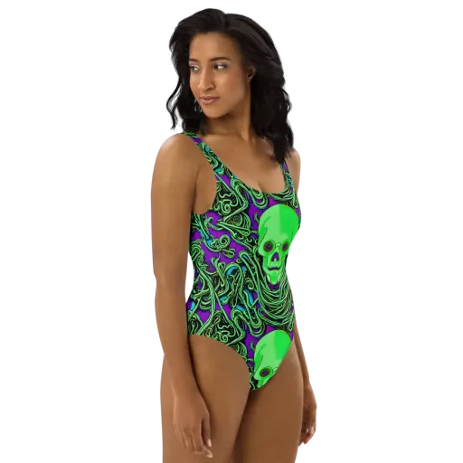 Ghostly Labyrinth on a One-Piece Swimsuit