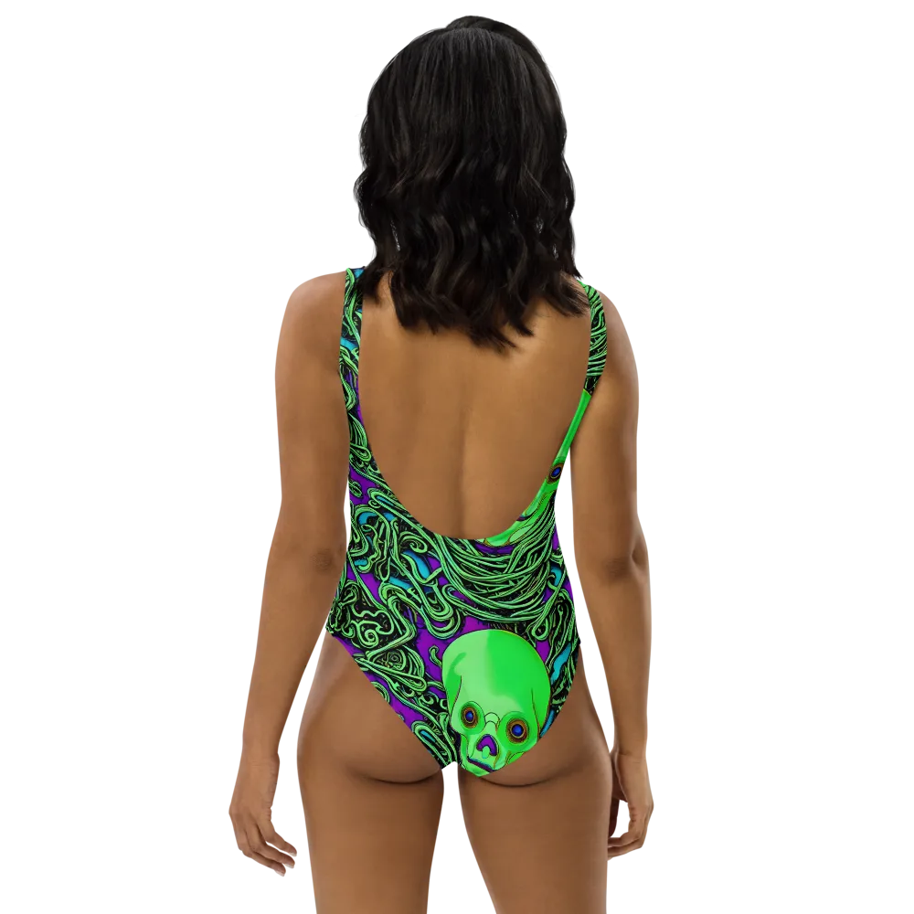 Ghostly Labyrinth on One-Piece Swimsuit — Back